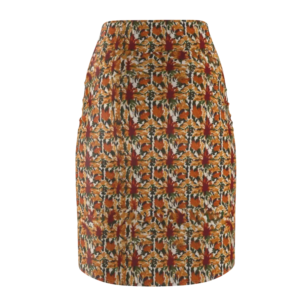 Rust Bloom on Pencil Skirt — Back