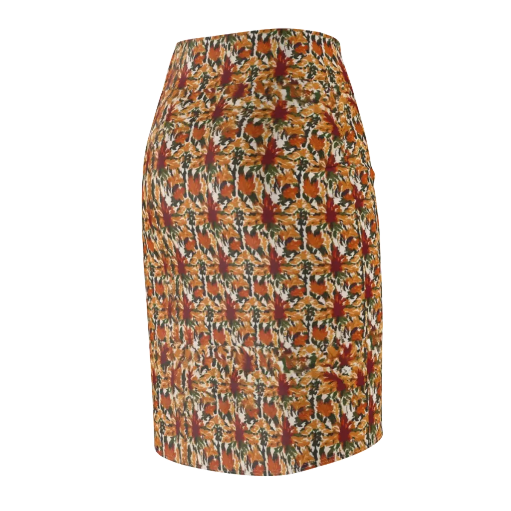 Rust Bloom on Pencil Skirt — Back Side