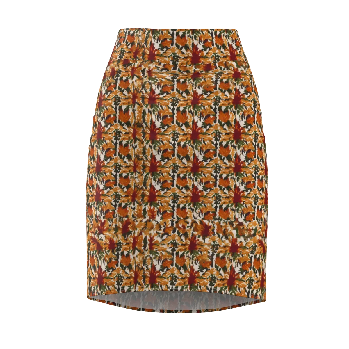 Rust Bloom on Pencil Skirt — Front