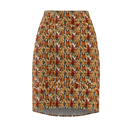 Rust Bloom on a Pencil Skirt