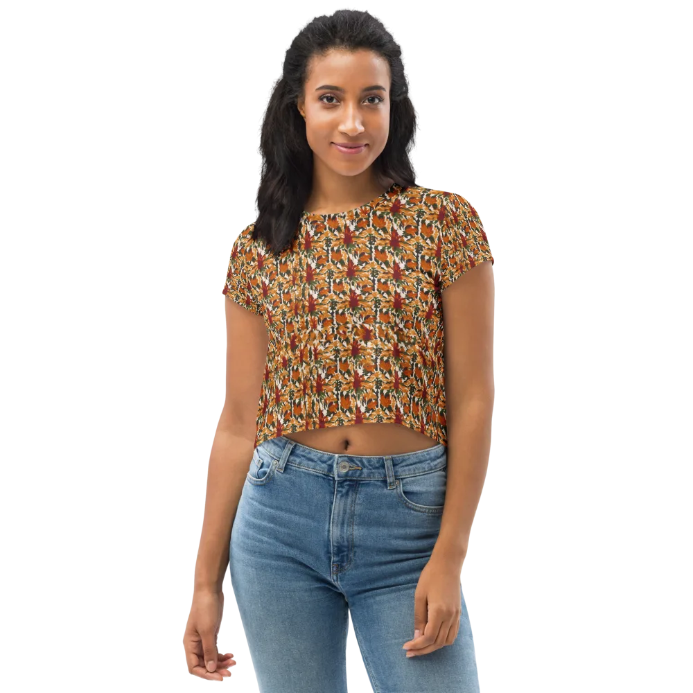 Rust Bloom on Crop Tee — Front