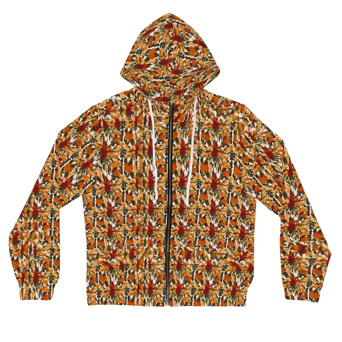 Rust Bloom on Women's Full-Zip Hoodie — Front