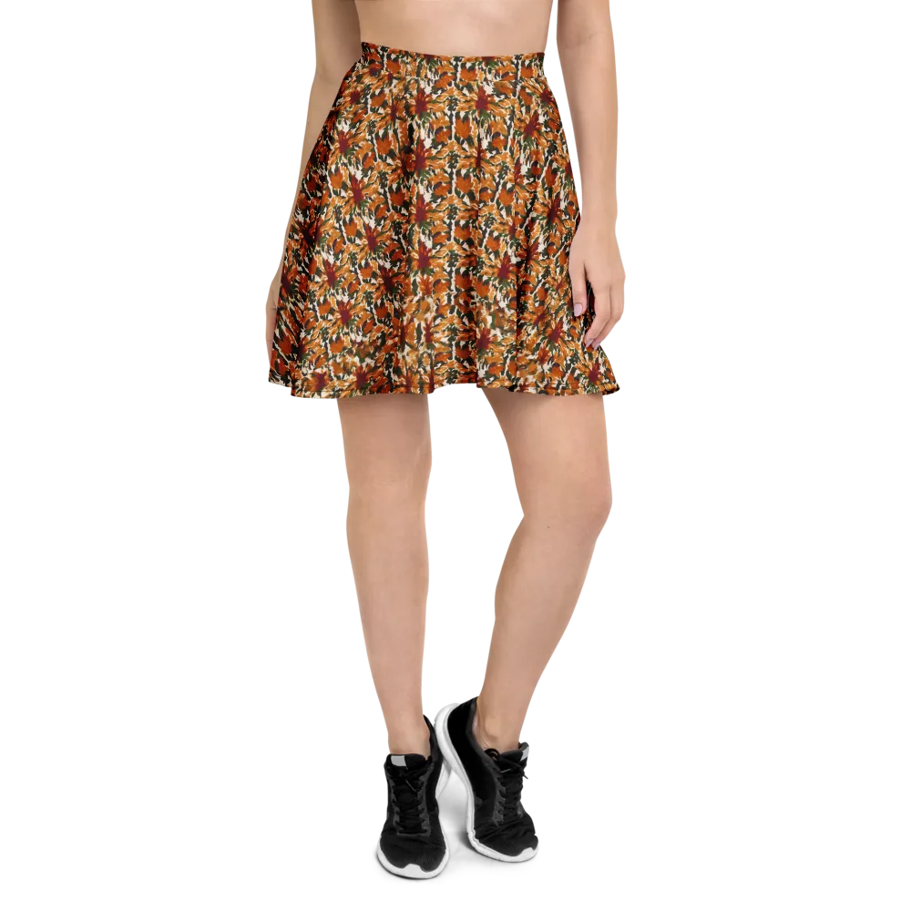 Rust Bloom on Skater Skirt — Front