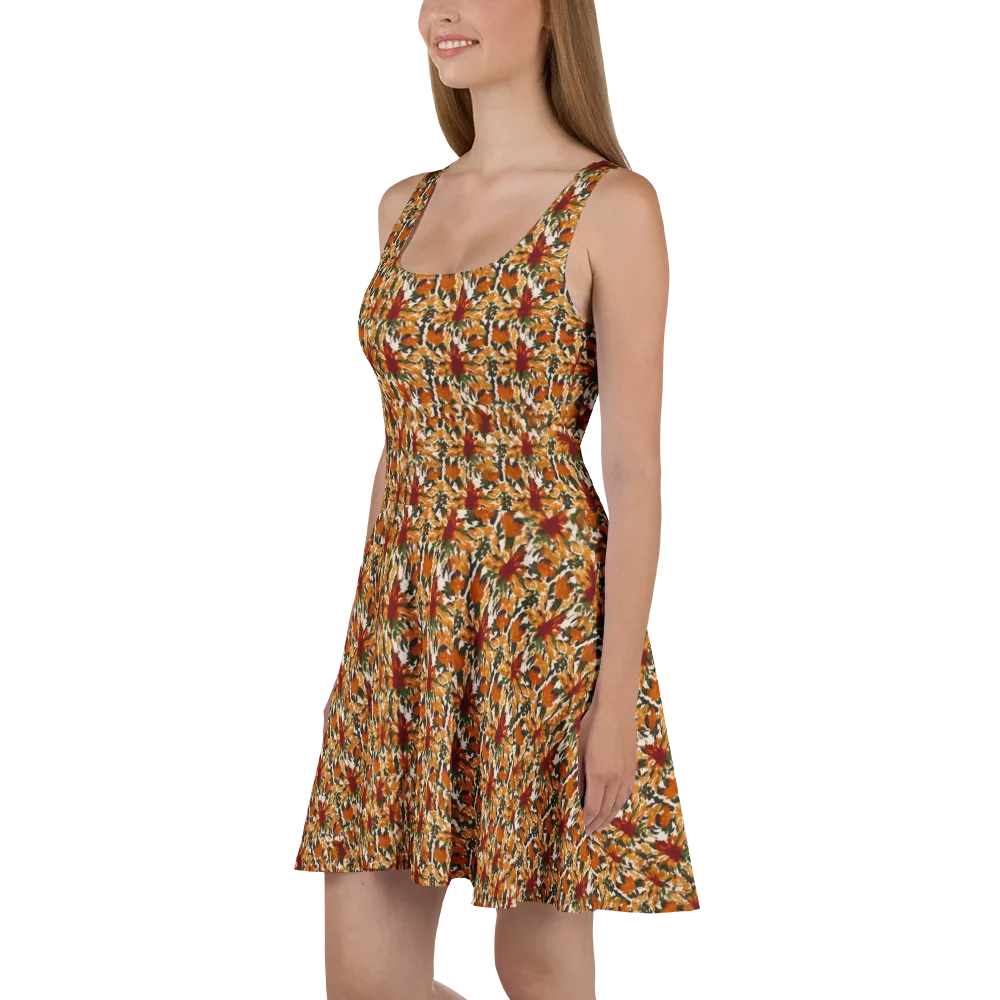 Rust Bloom on Skater Dress — Left