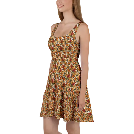 Rust Bloom on a Skater Dress