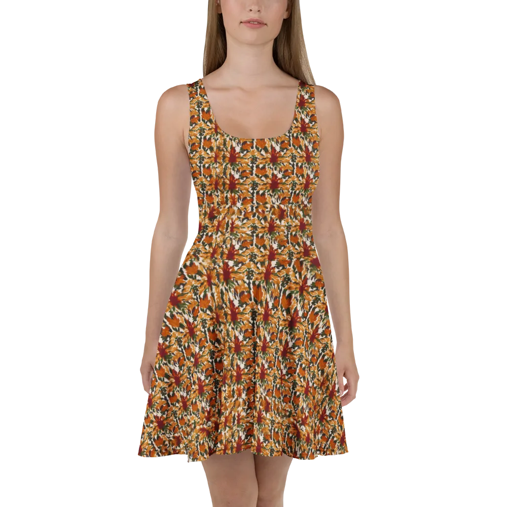 Rust Bloom on Skater Dress — Front
