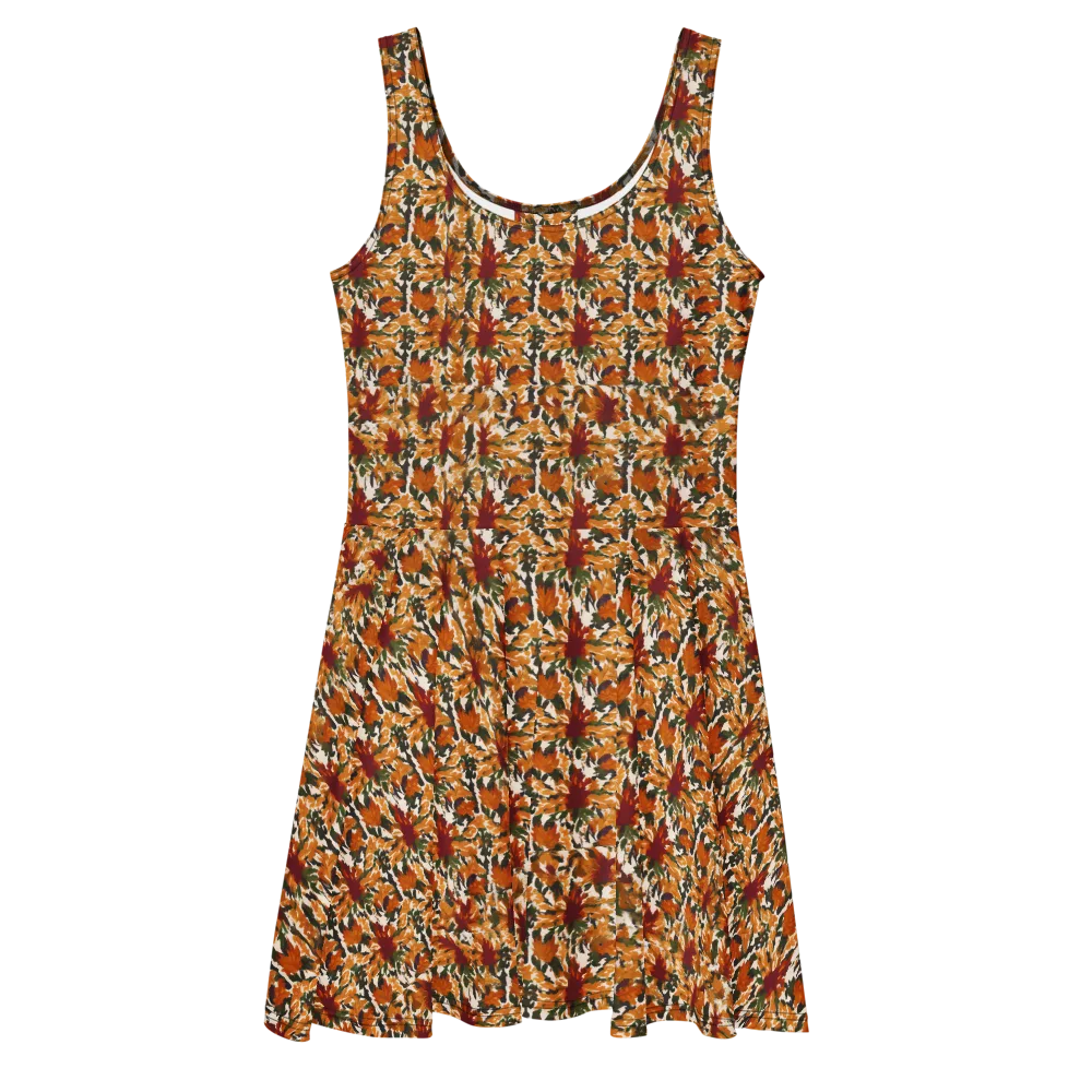 Rust Bloom on Skater Dress — Front