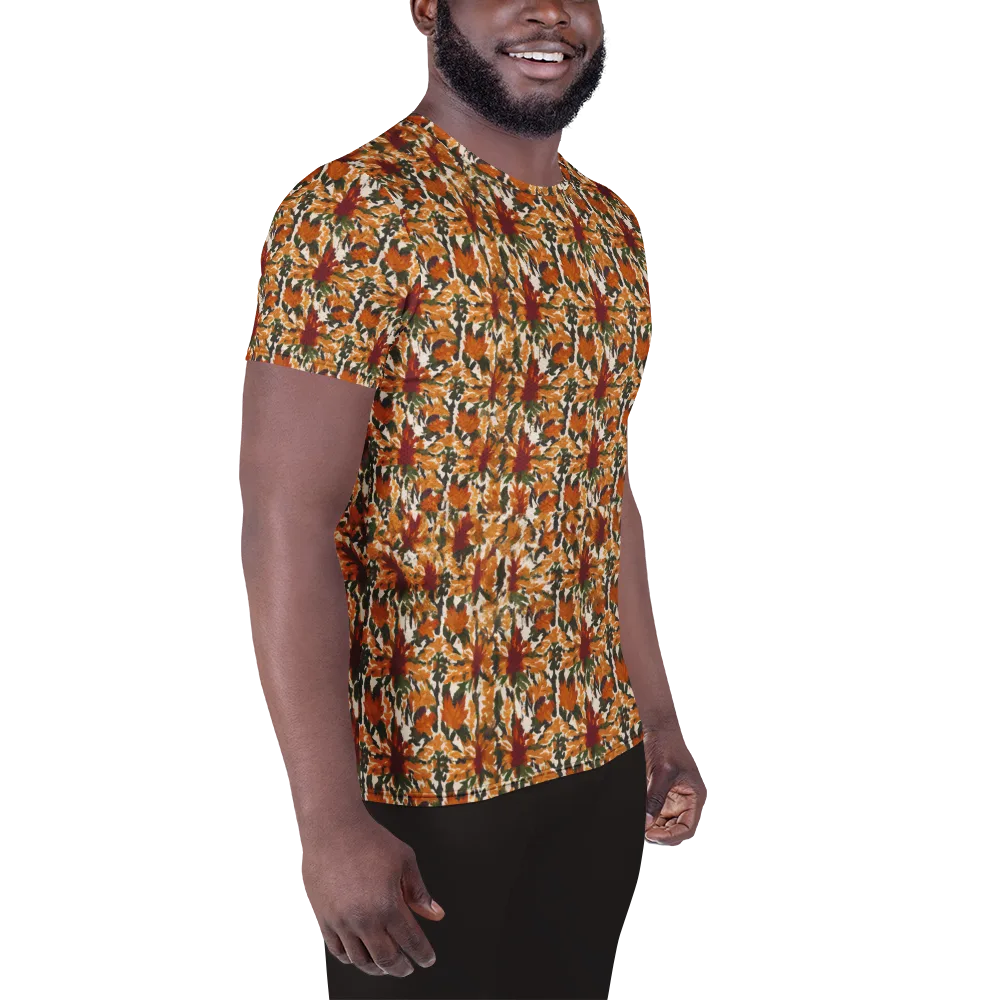 Rust Bloom on Men's Athletic T-Shirt — Right