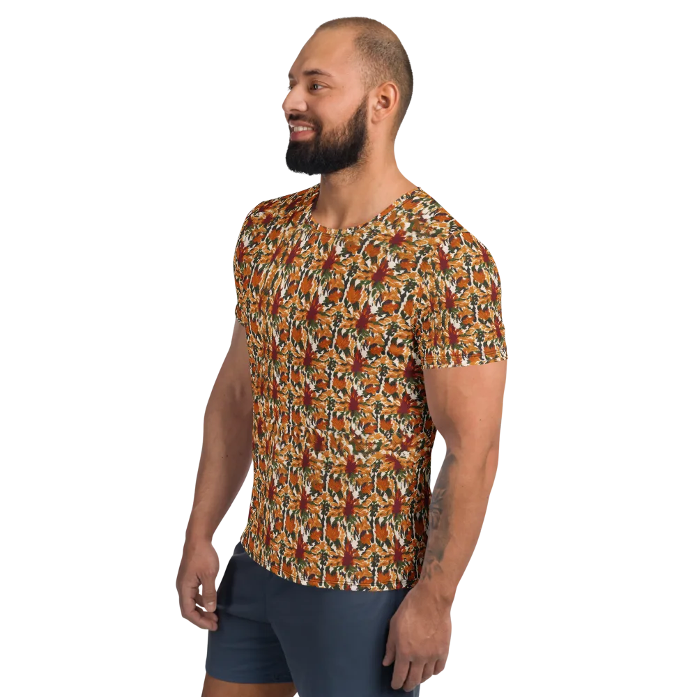 Rust Bloom on Men's Athletic T-Shirt — Left