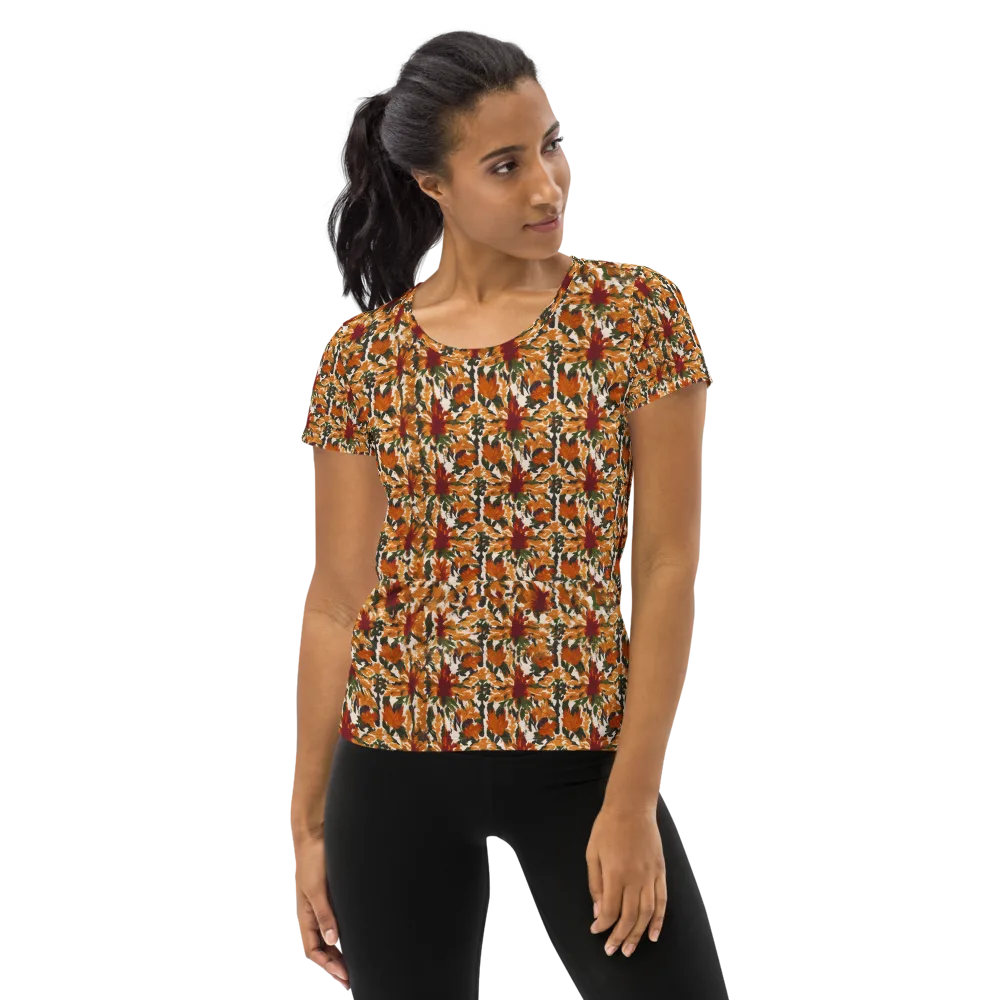Rust Bloom on Women's Athletic T-Shirt — Front