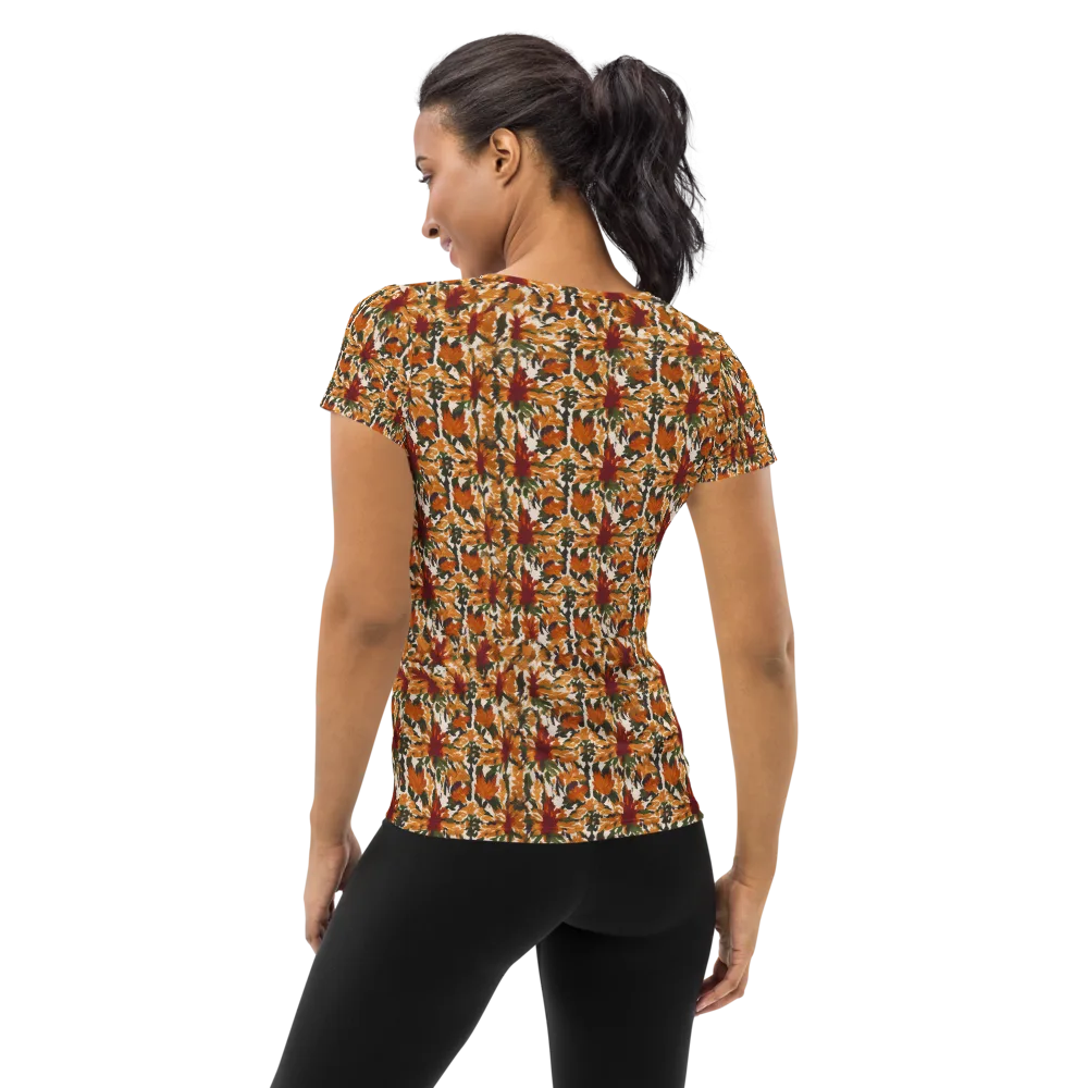 Rust Bloom on Women's Athletic T-Shirt — Back