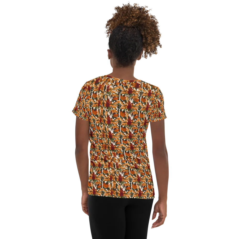 Rust Bloom on Women's Athletic T-Shirt — Back