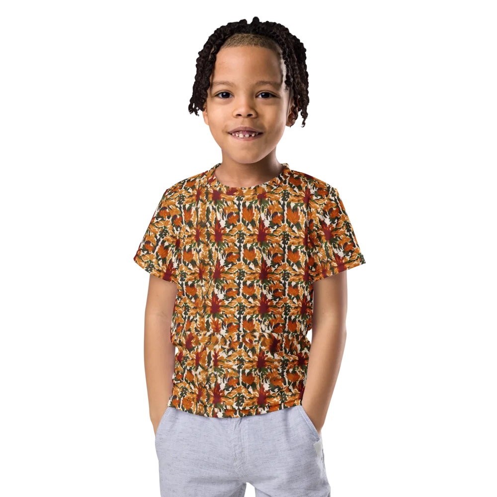 Rust Bloom on Kids Crew Neck T-Shirt — Front