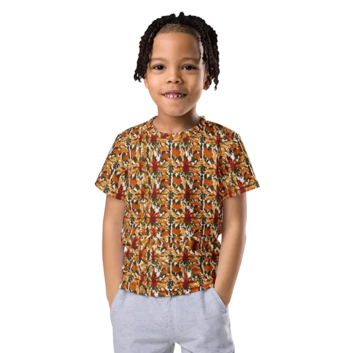Rust Bloom on a Kids Crew Neck T-Shirt