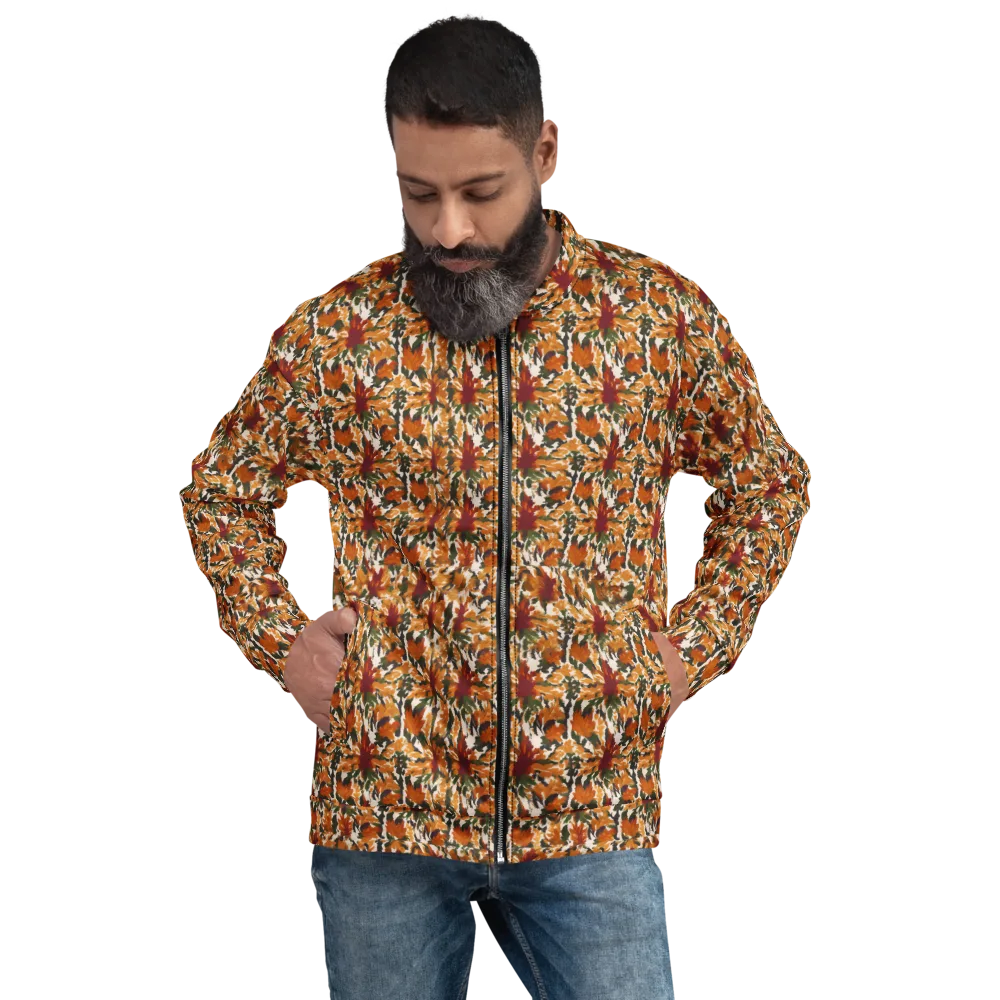 Rust Bloom on Bomber Jacket — Front