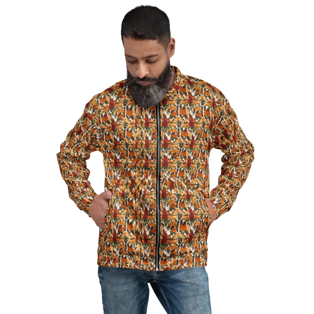 Rust Bloom on Bomber Jacket — Front