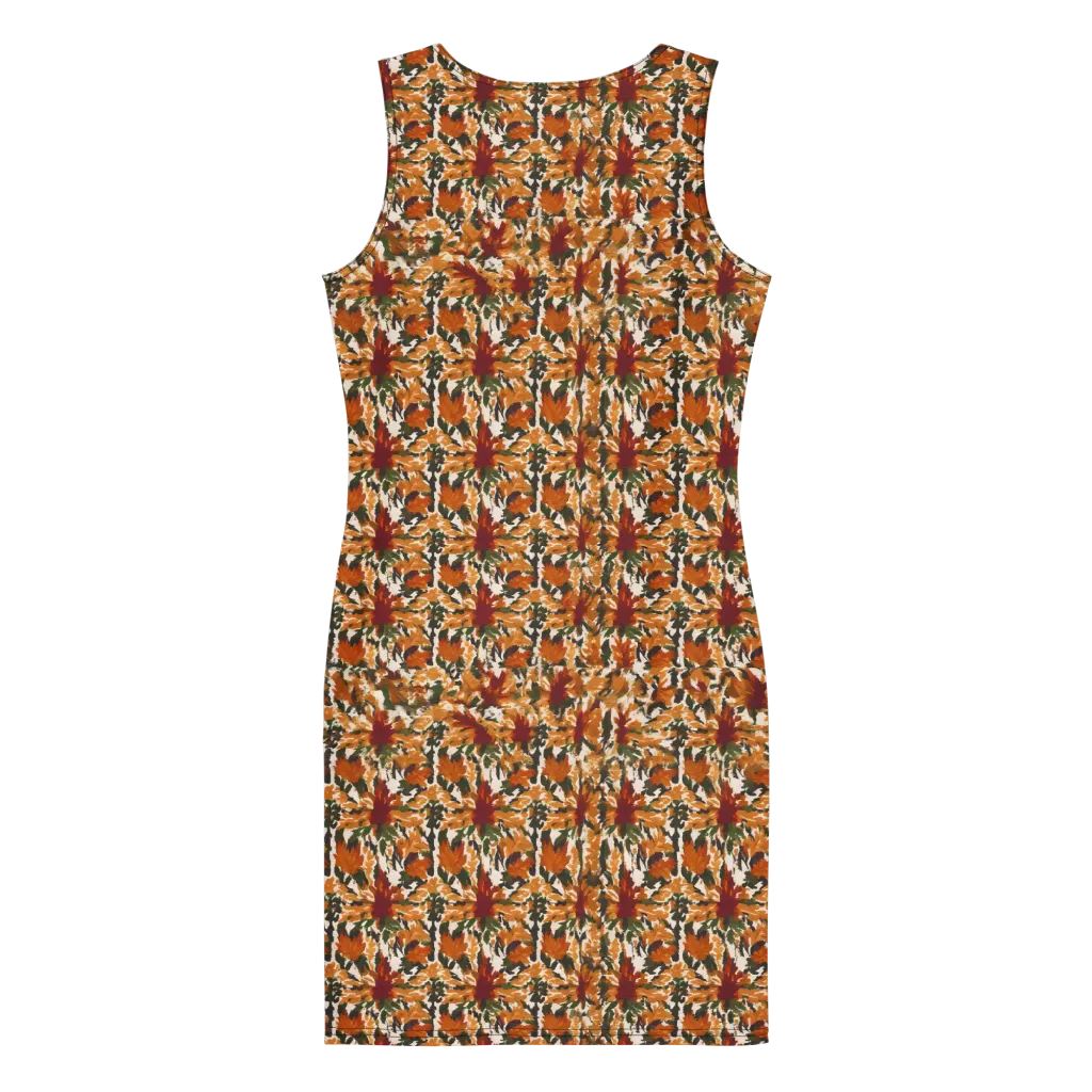 Rust Bloom on Bodycon Dress — Back