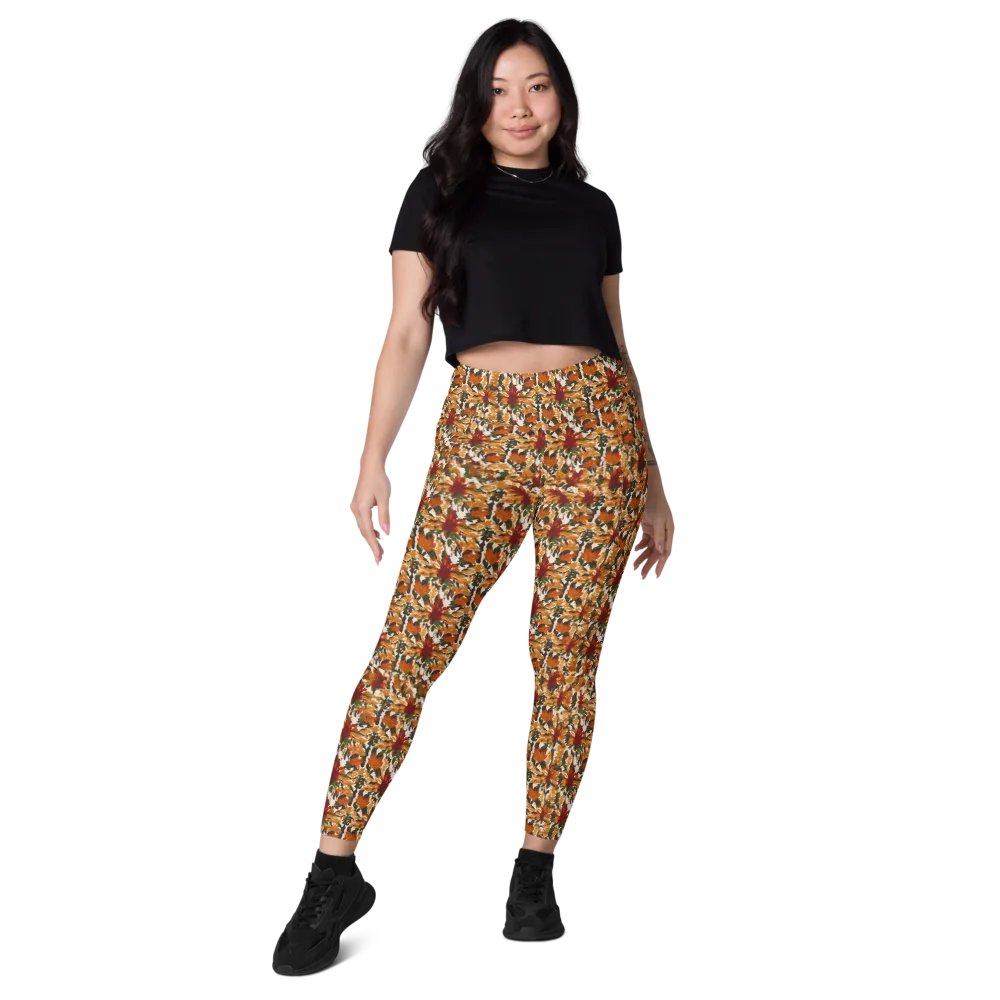 Rust Bloom on Leggings with Pockets — Front