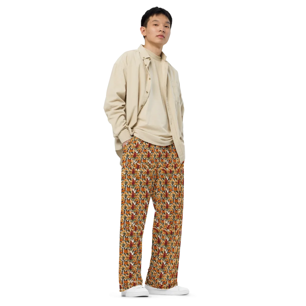 Rust Bloom on Wide-Leg Pants — Right Front