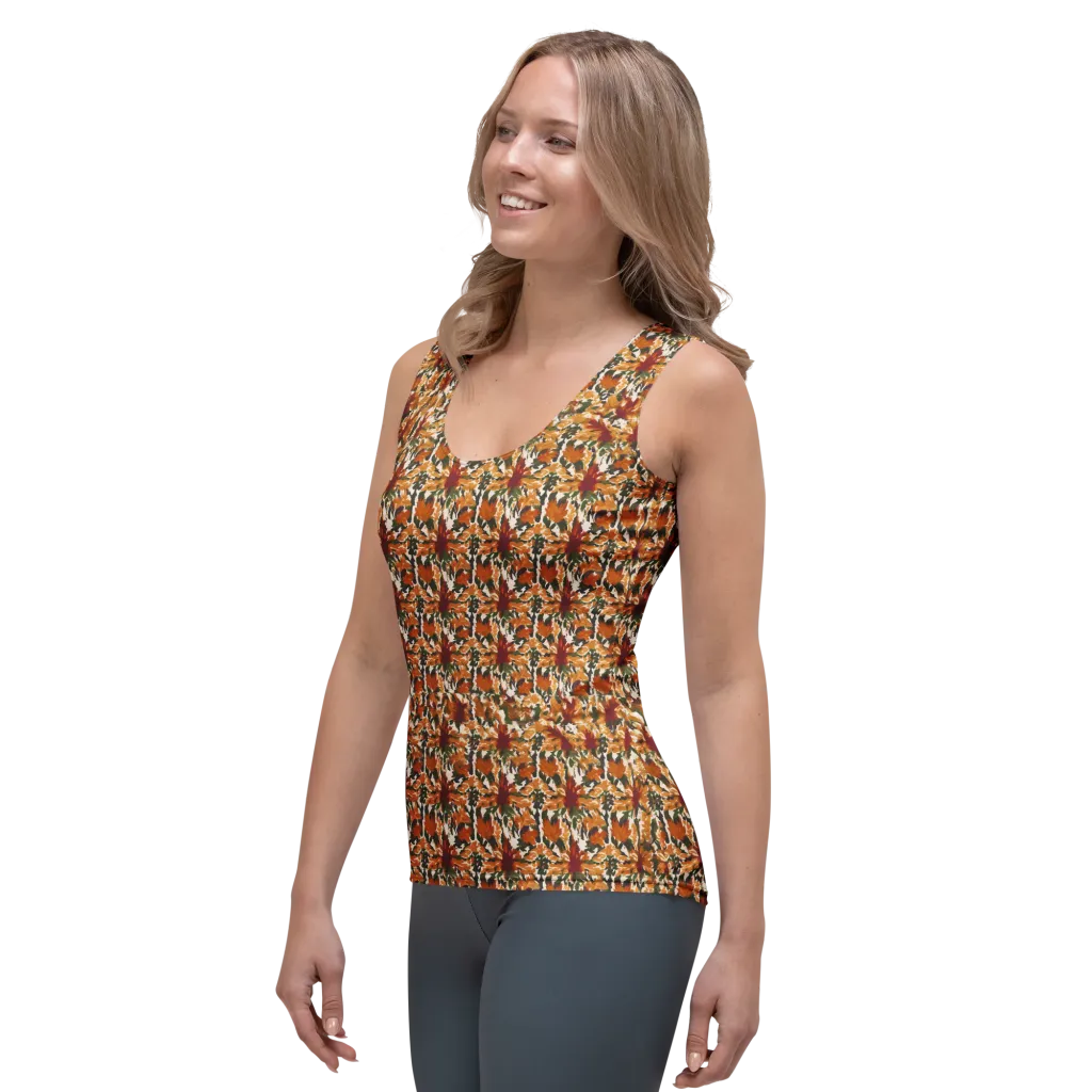 Rust Bloom on Women's Tank Top — Left Front