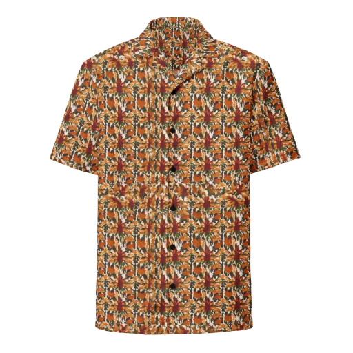 Rust Bloom on a Button Shirt