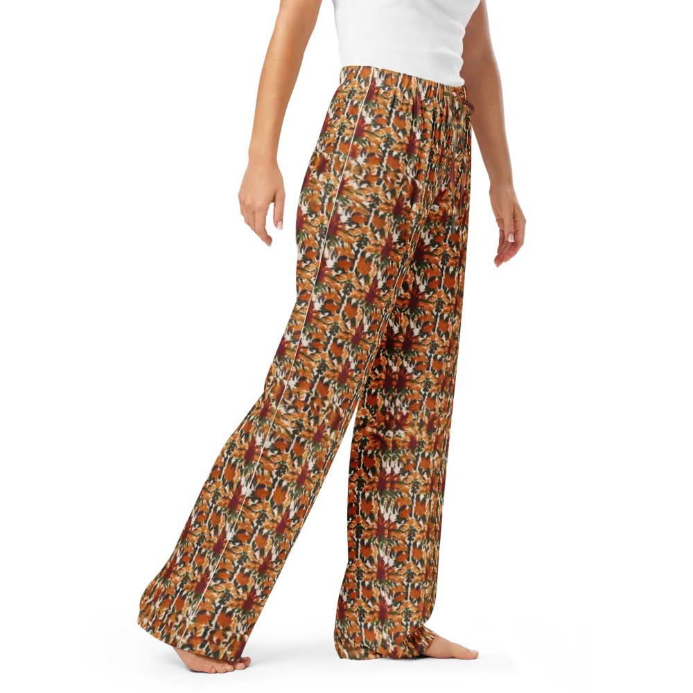 Rust Bloom on Women's Pajama Pants — Right Front