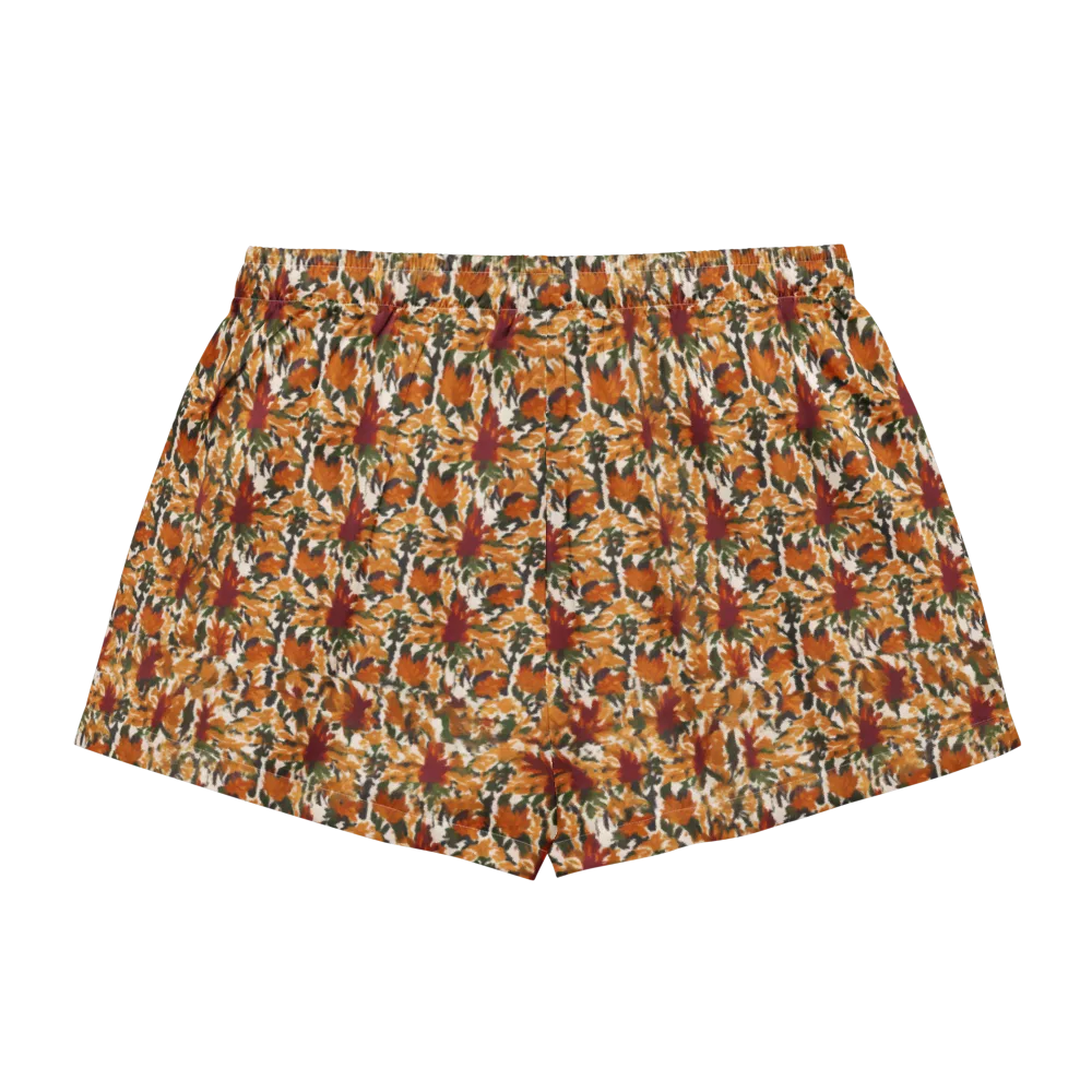 Rust Bloom on Women's Pajama Shorts — Back