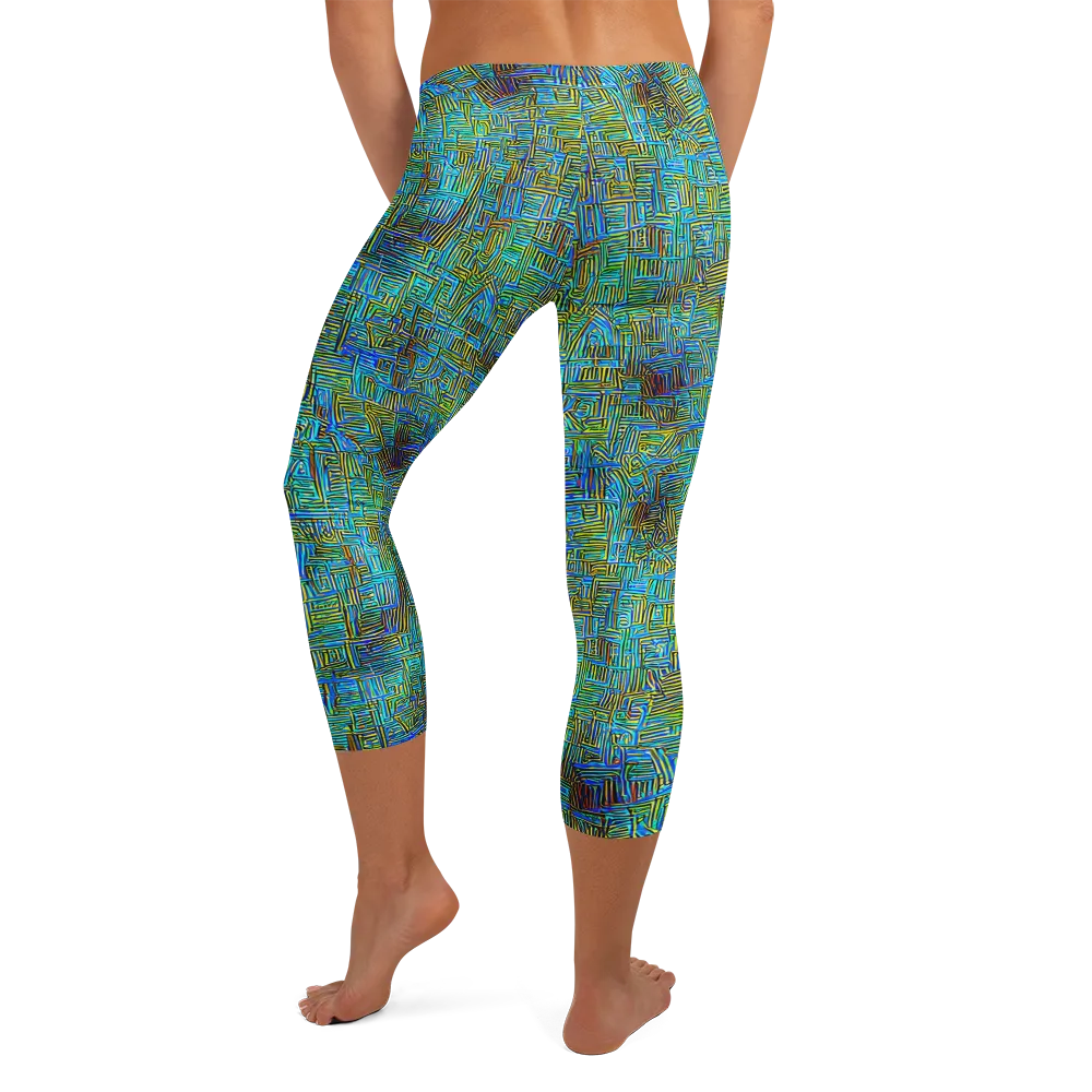 Neon Blueprint on Capri Leggings — Back