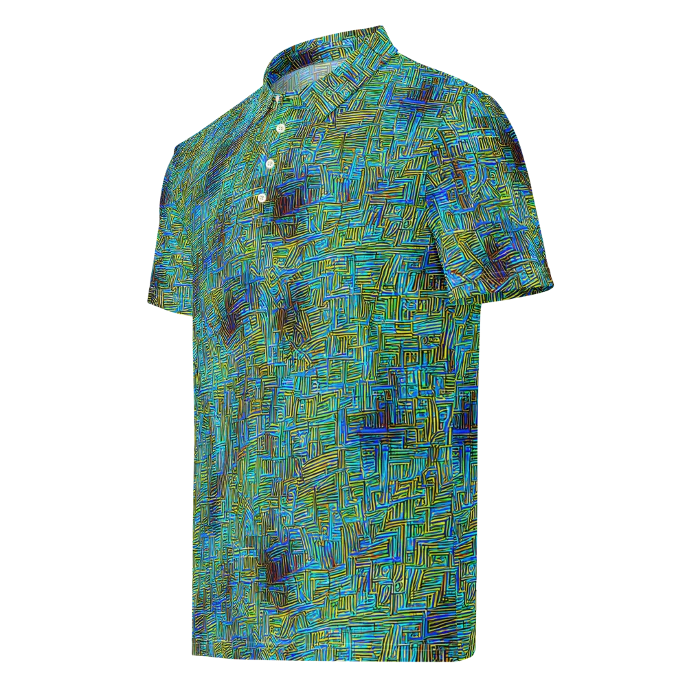 Neon Blueprint on Men's Slim Fit Polo Shirt — Left Front