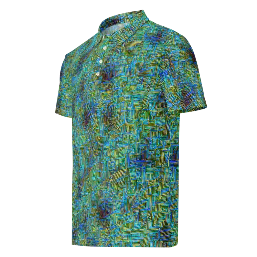 Neon Blueprint on a Men's Slim Fit Polo Shirt