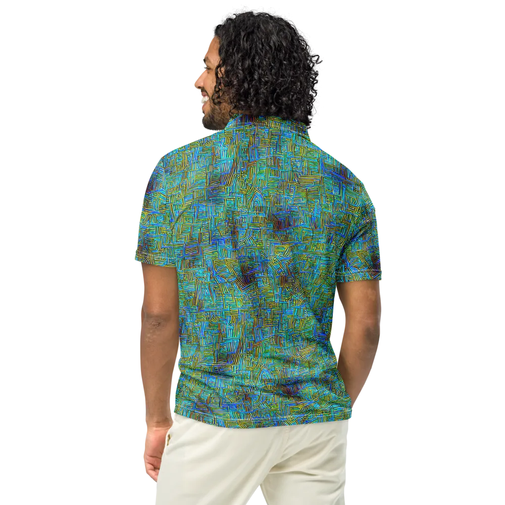 Neon Blueprint on Men's Slim Fit Polo Shirt — Back