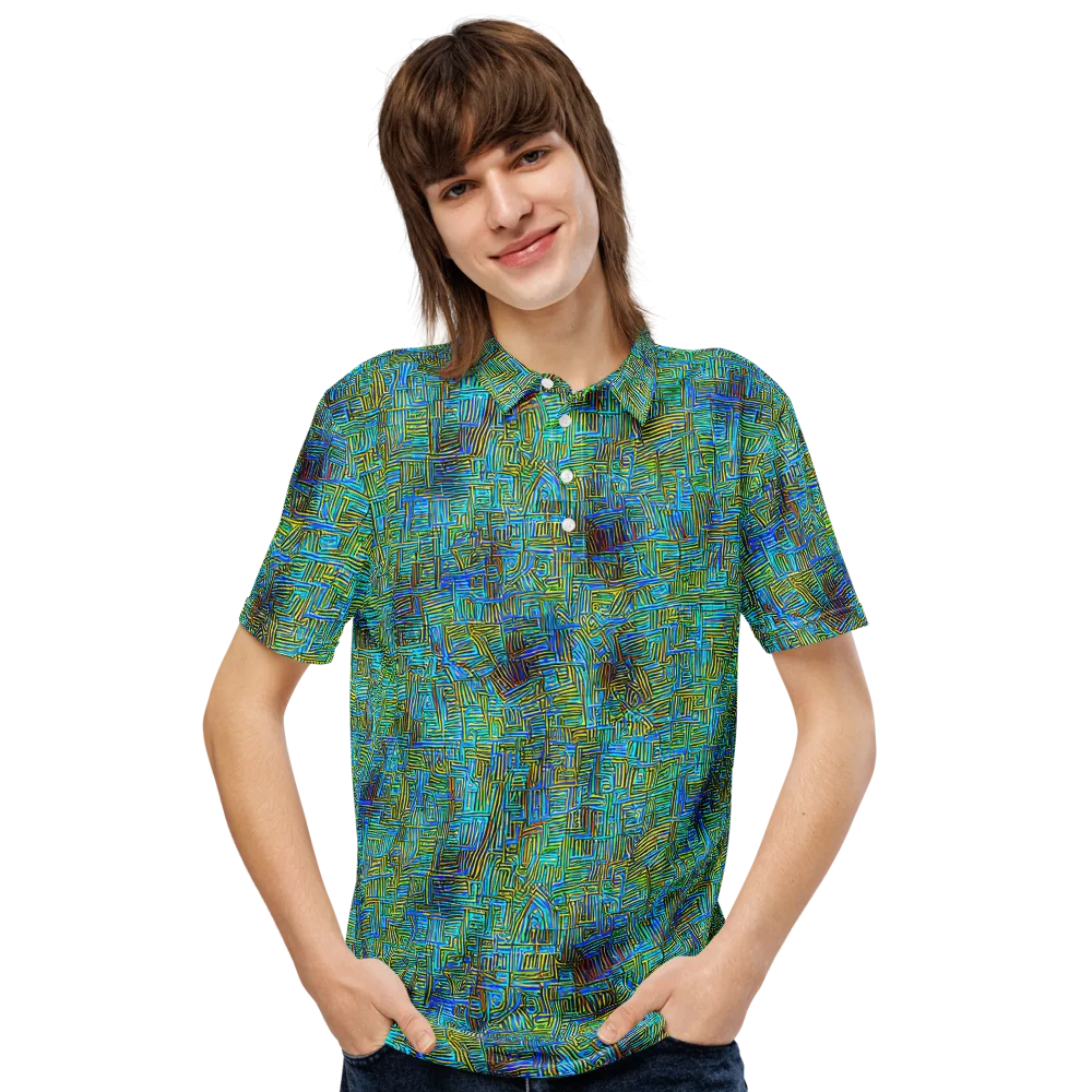 Neon Blueprint on Men's Slim Fit Polo Shirt — Front