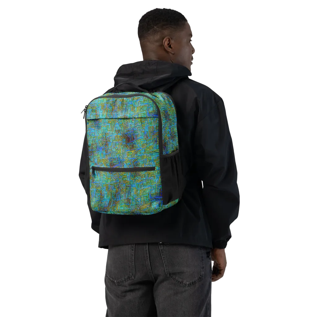 Neon Blueprint on Utility Backpack — Back