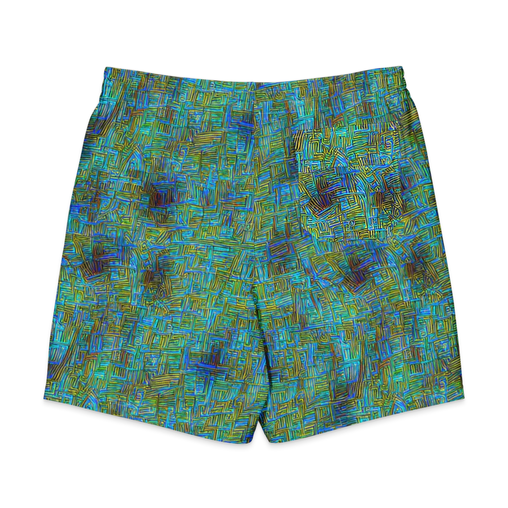 Neon Blueprint on Men's Board Shorts — Back