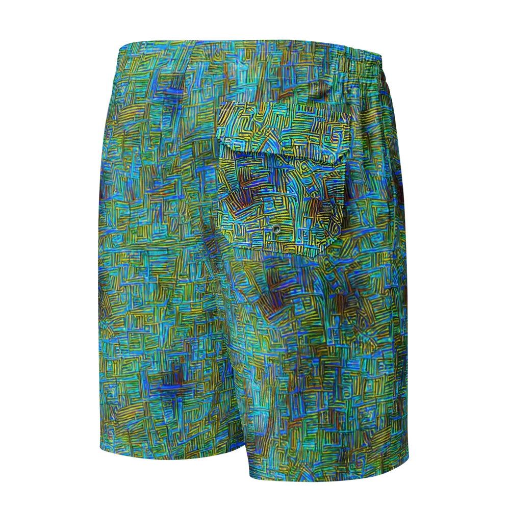 Neon Blueprint on Men's Board Shorts — Back