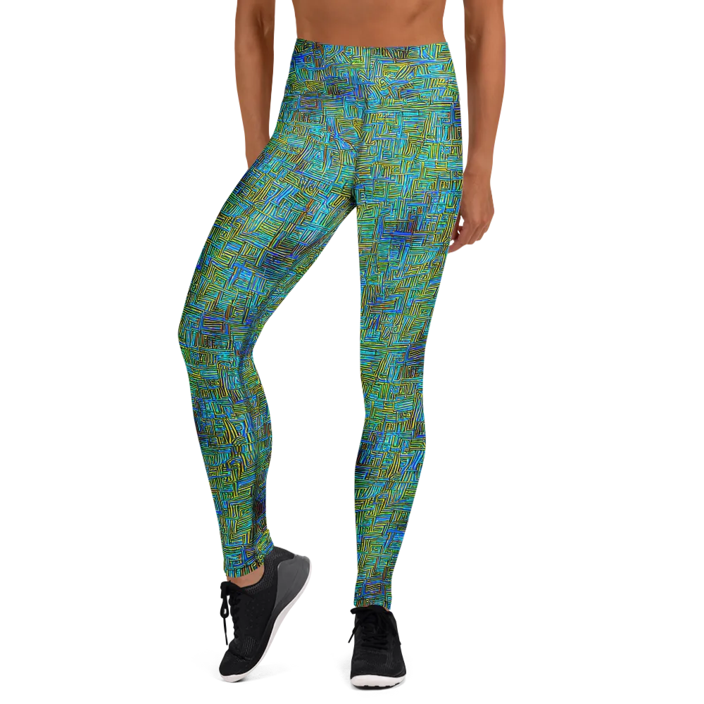 Neon Blueprint on Yoga Leggings — Front