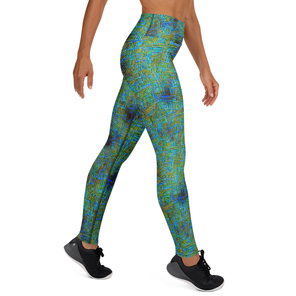 Neon Blueprint on Yoga Leggings — Right