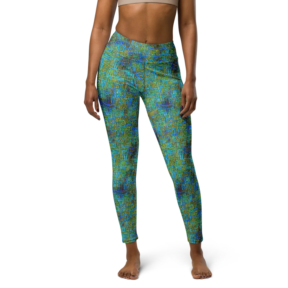 Neon Blueprint on Yoga Leggings — Front