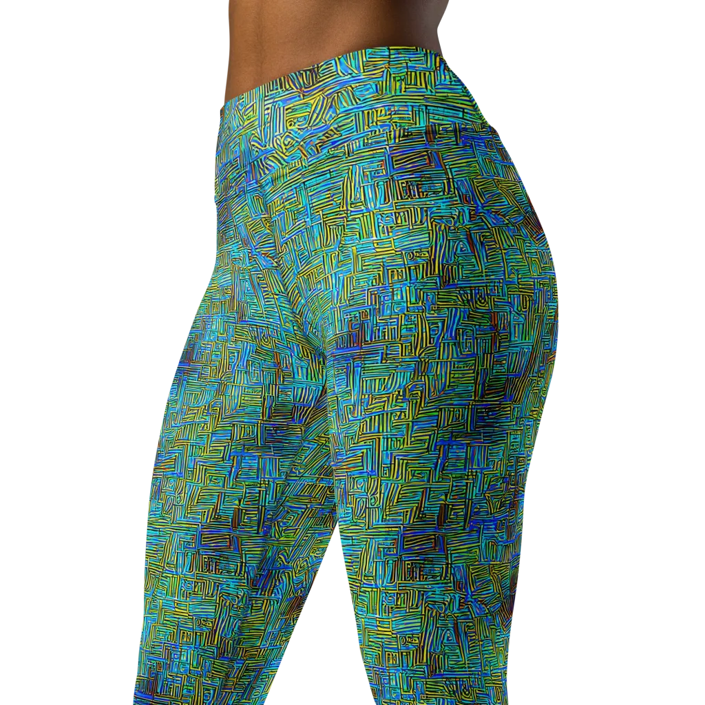 Neon Blueprint on Yoga Leggings — Left Front