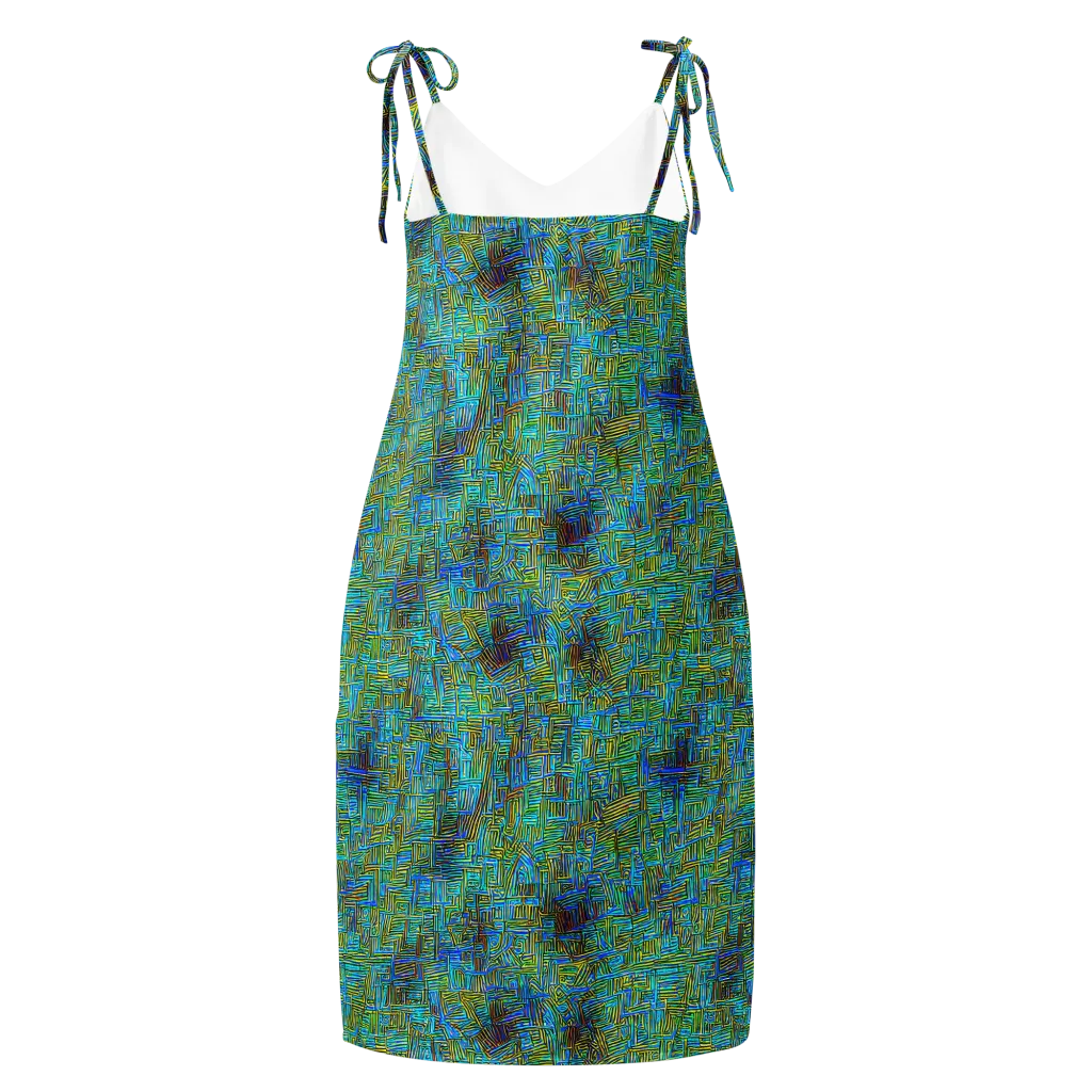 Neon Blueprint on Slip Dress — Back