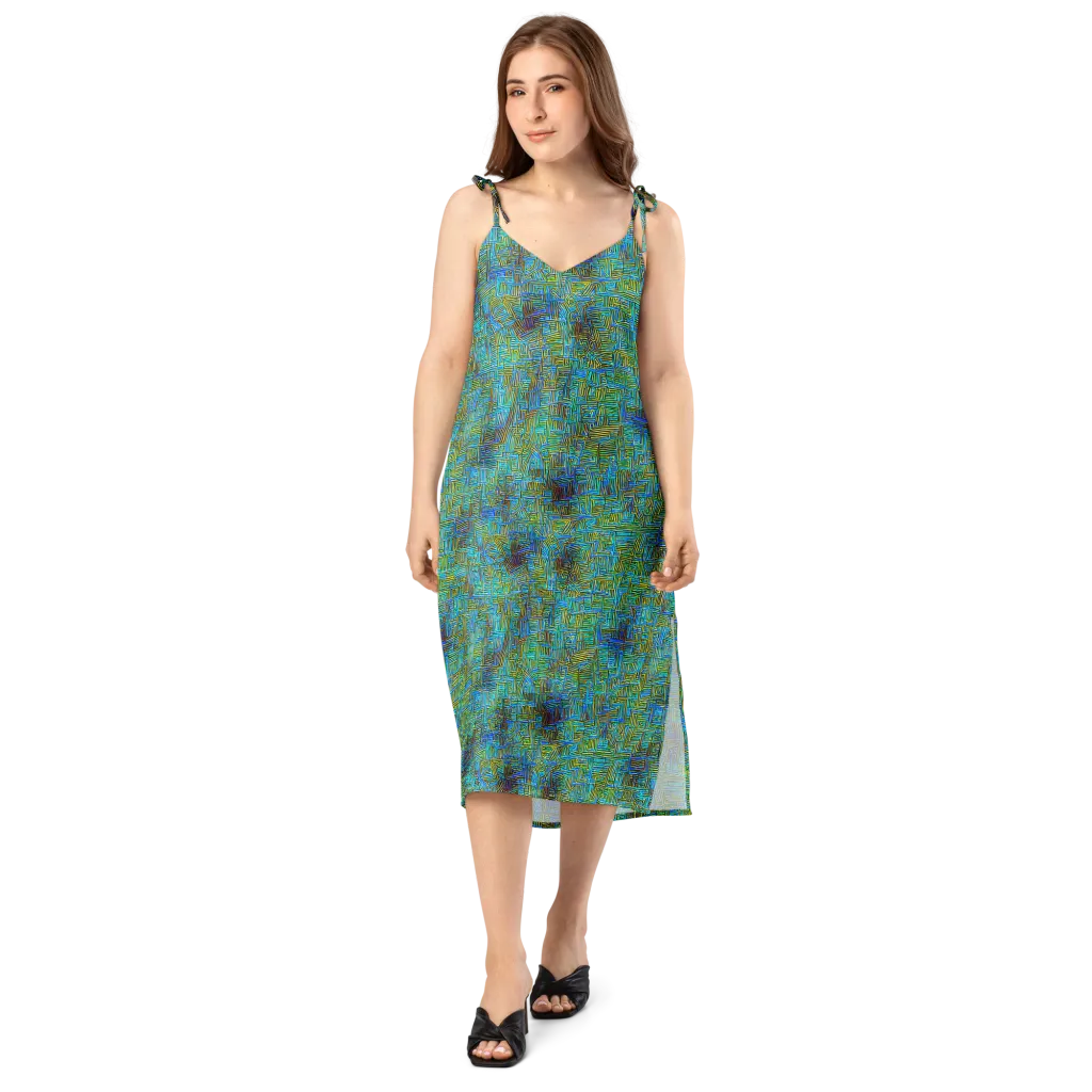Neon Blueprint on Slip Dress — Front