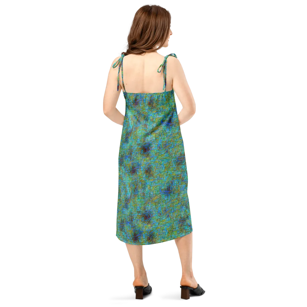Neon Blueprint on Slip Dress — Back