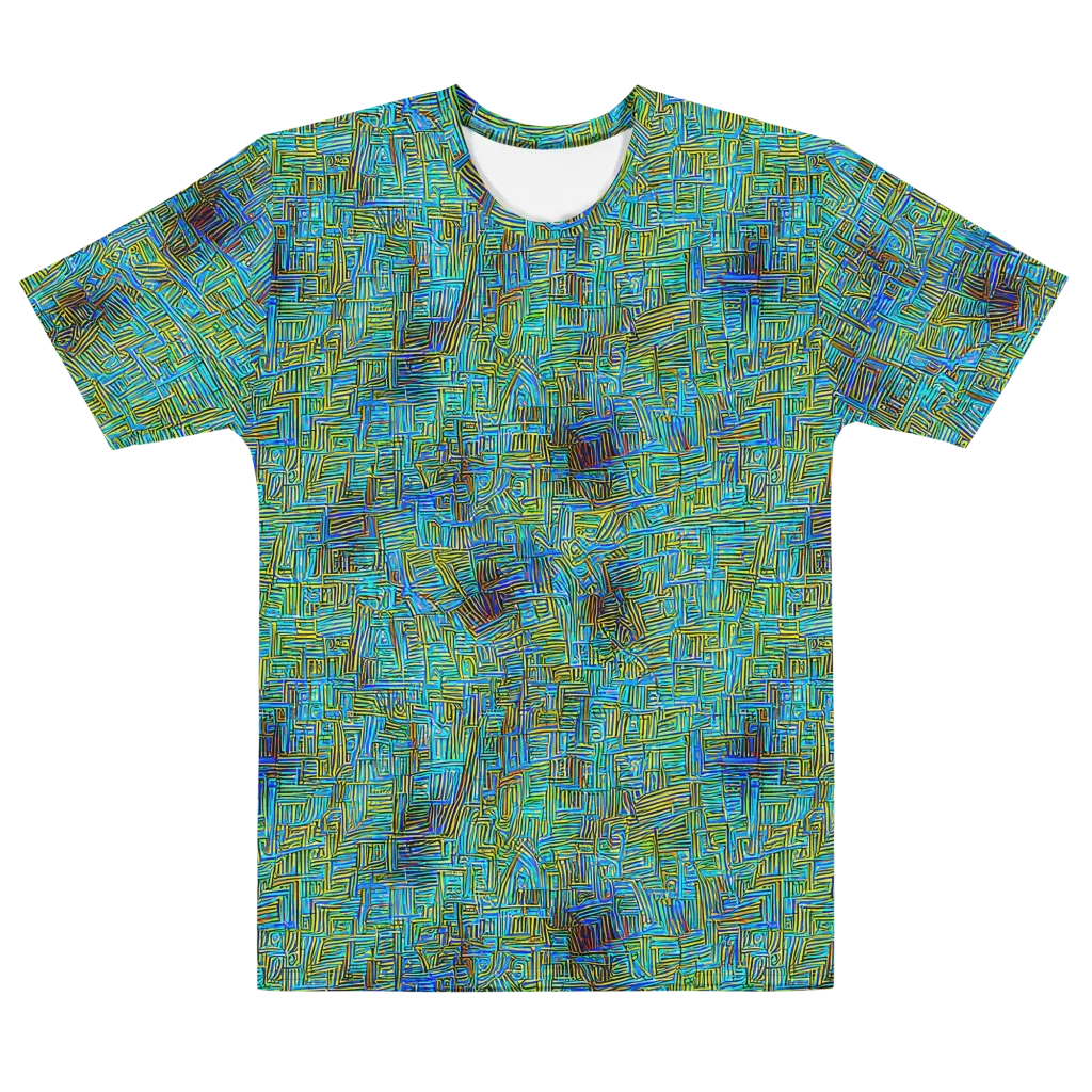 Neon Blueprint on Men's Cotton Crew Neck T-Shirt — Front