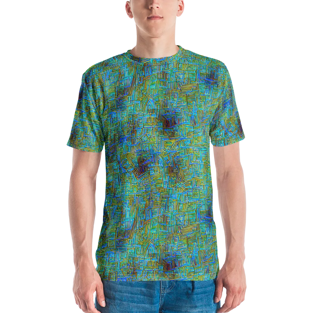 Neon Blueprint on Men's Crew Neck T-Shirt — Front