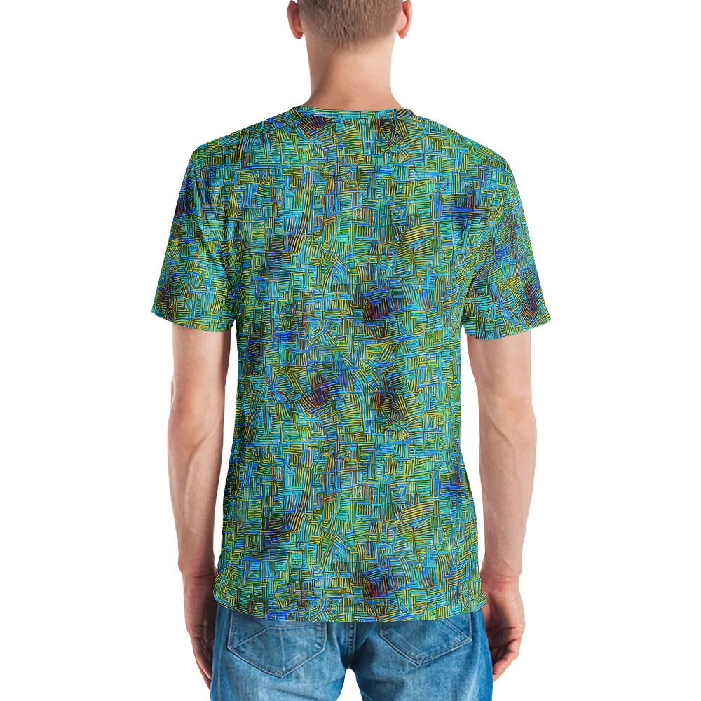 Neon Blueprint on Men's Crew Neck T-Shirt — Back