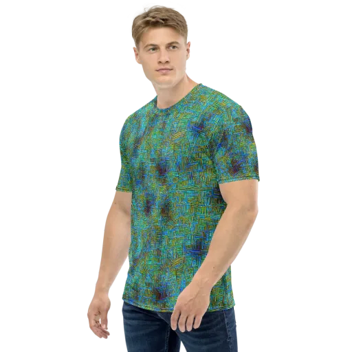 Neon Blueprint on a Men's Crew Neck T-Shirt