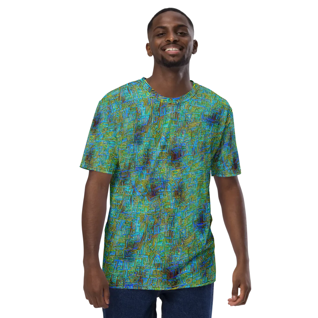 Neon Blueprint on Men's Crew Neck T-Shirt — Front