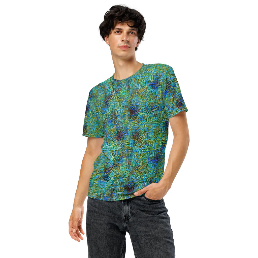 Neon Blueprint on Men's Crew Neck T-Shirt — Front