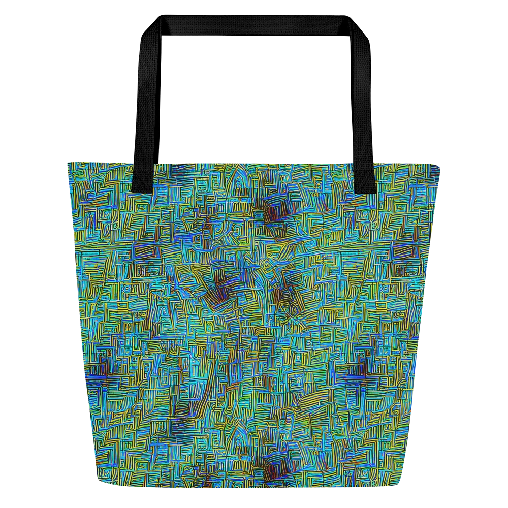 Neon Blueprint on Large Tote Bag W/ Pocket — Front