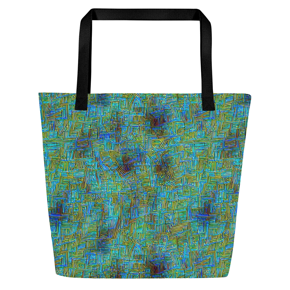 Neon Blueprint on Large Tote Bag W/ Pocket — Front